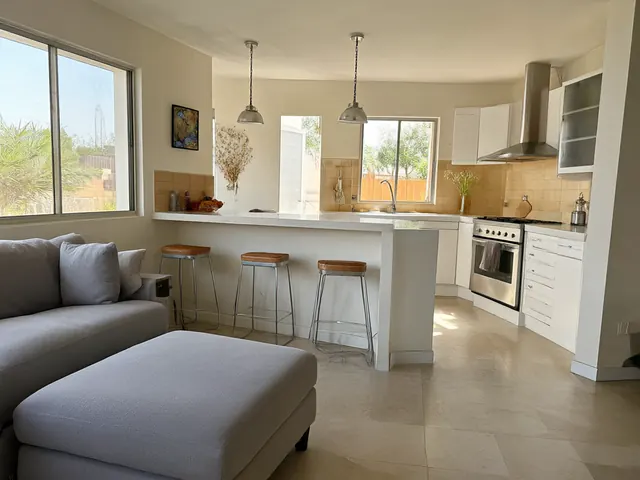 Photo of the living room and kitchen